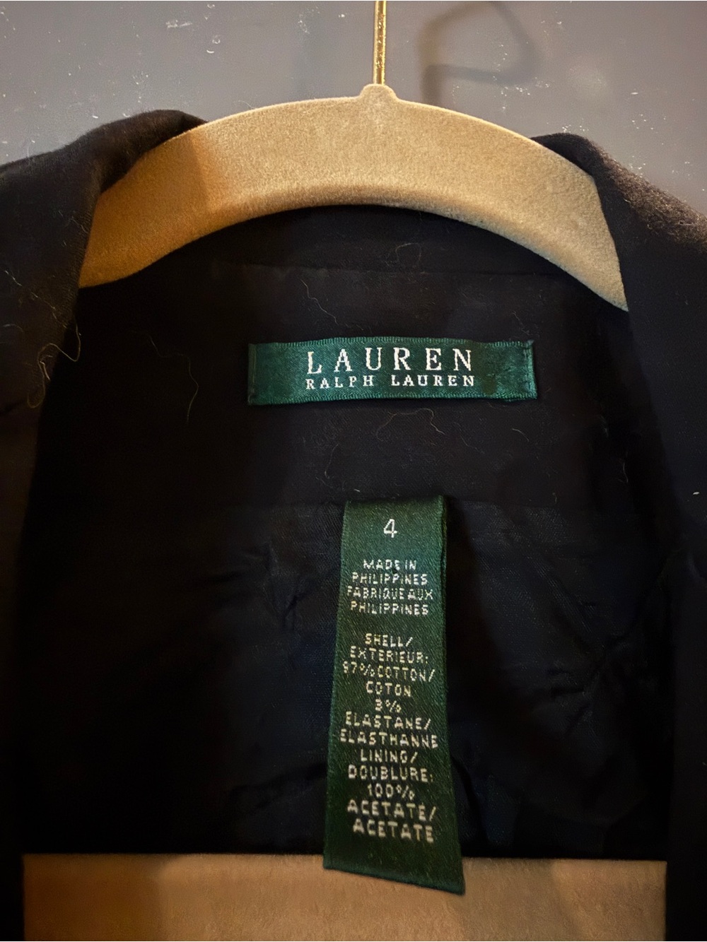 Lauren Ralph Lauren Black Blazer with Gold Crest Embroidery - Picture 4 of 5